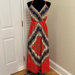 UMGEE Bandanna Maxi Dress - Small (Orange, white, blue)